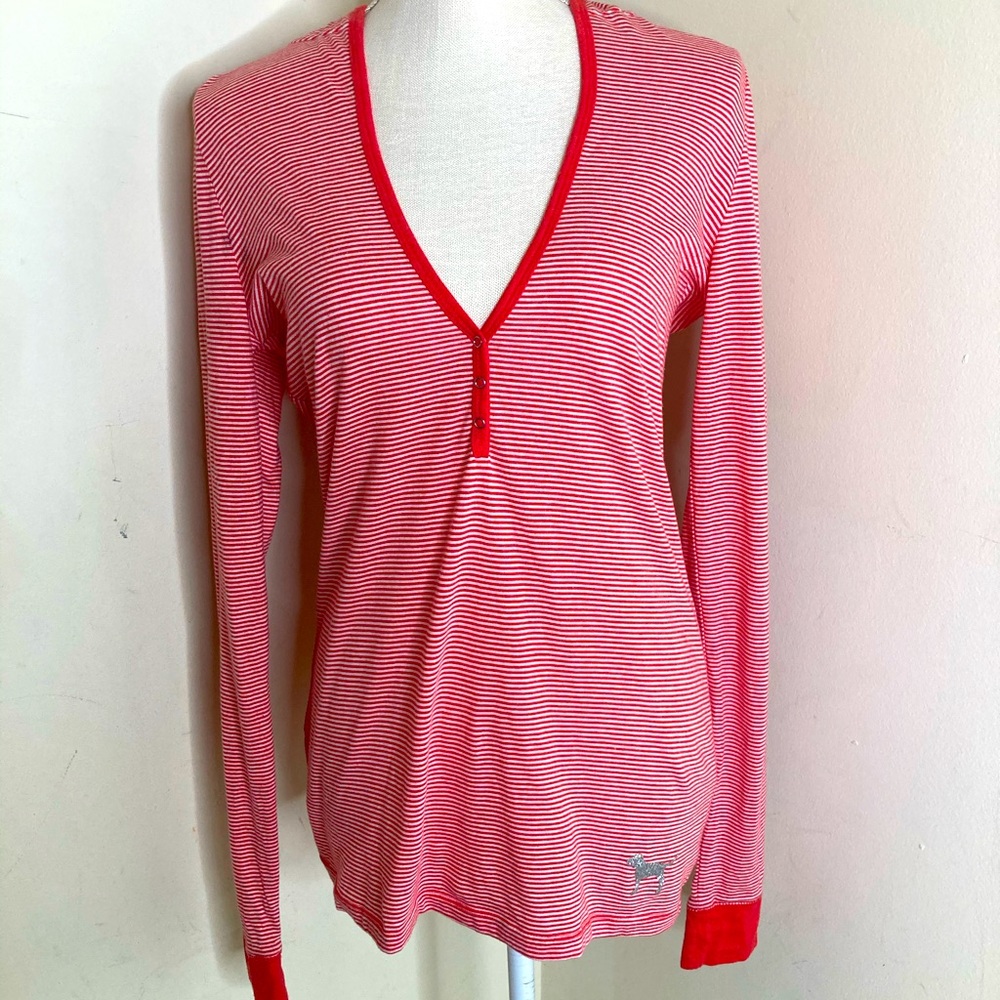 Pink Victoria red & white stripped top